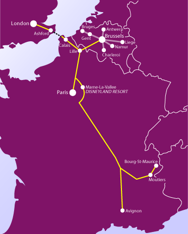 eurostar map route routes train